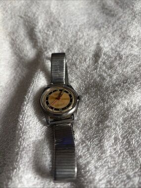 Vintage Stainless Steel Wristwatch with Champagne Dial